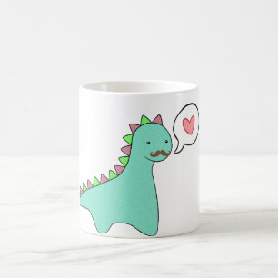 Cute Blue Dinosaur Moustache Coffee Mug