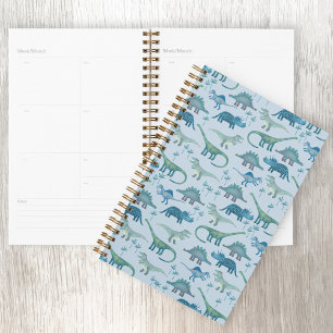 Cute Blue Dinosaur Pattern Planner