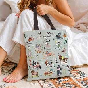 Cute blue Dogs autumn nature pattern Tote Bag