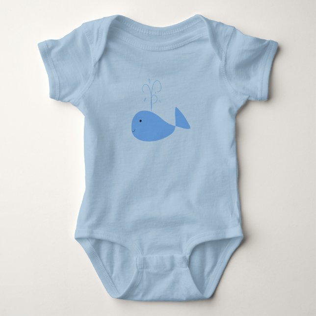 Cute Blue Dolphin Baby Jersey Bodysuit (Front)