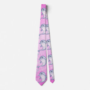 Cute Blue Dolphin Graphic Tie
