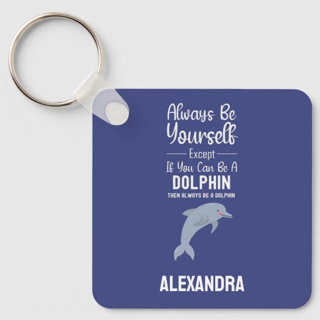 Cute Blue Dolphin Lovers Funny Ocean Sea Animal Key Ring (Front)