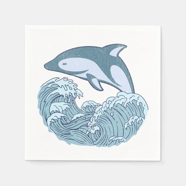 Cute blue dolphin napkin (Front)