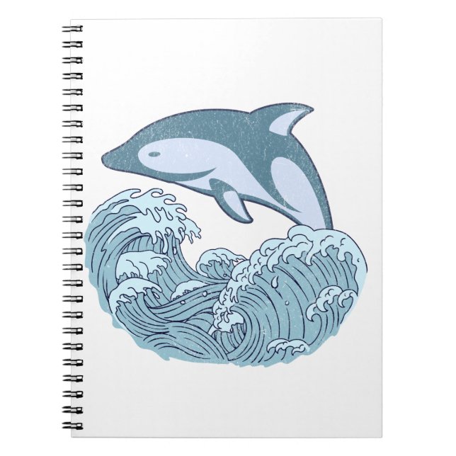 Cute blue dolphin notebook (Front)