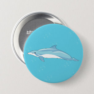 Cute Blue Dolphin Ocean Illustration 7.5 Cm Round Badge