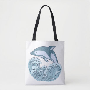 Cute blue dolphin tote bag