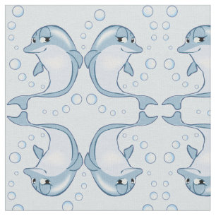 Cute Blue Dolphins Pattern Fabric