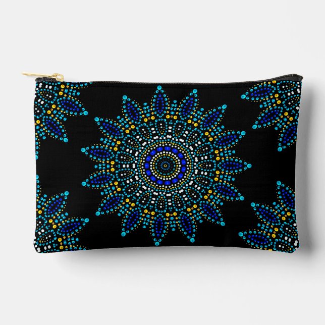 Cute Blue Dot Art Mandala Pattern  Accessory Pouch (Front)