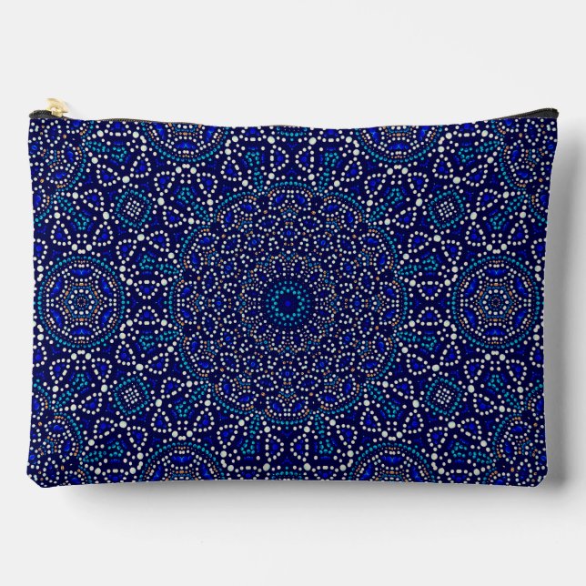 Cute Blue Dot Art Mandala Pattern  Accessory Pouch (Front)