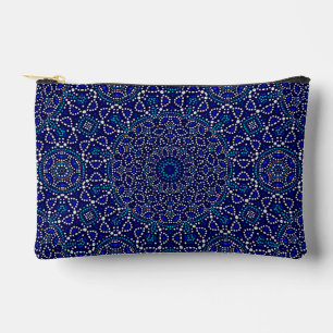 Cute Blue Dot Art Mandala Pattern Accessory Pouch