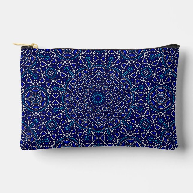 Cute Blue Dot Art Mandala Pattern  Accessory Pouch (Front)