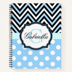 Cute Blue Dots and Stripes Notebook