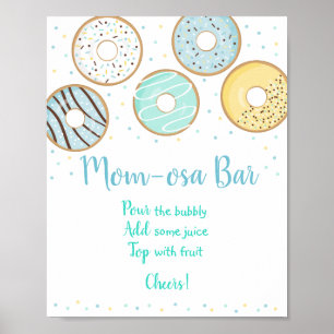 Cute Blue Doughnut Baby Shower Mimosa Bar Sign