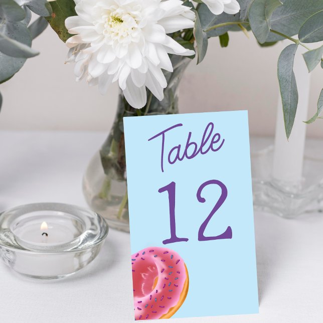 Cute Blue Doughnut Baby Shower Table Number (Creator Uploaded)