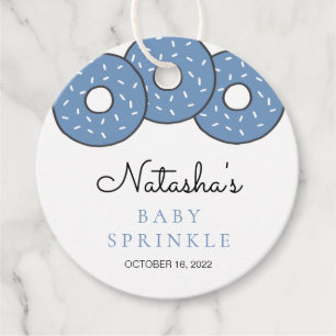 Cute Blue Doughnuts Baby Shower Sprinkle Favour Tags