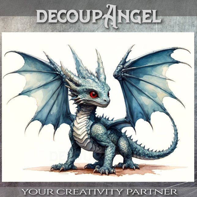 Cute Blue Dragon Character - Decoupage - Tissue Paper (Creator Uploaded)