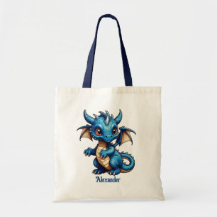 Cute Blue Dragon Personalise Tote Bag
