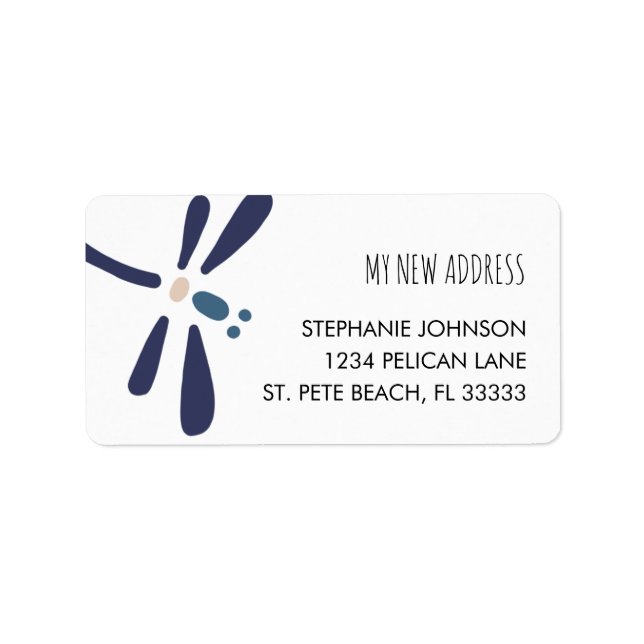 Cute Blue Dragonfly New Home Return Address Label (Front)