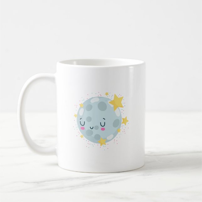 Cute Blue Earth Coffee Mug (Left)