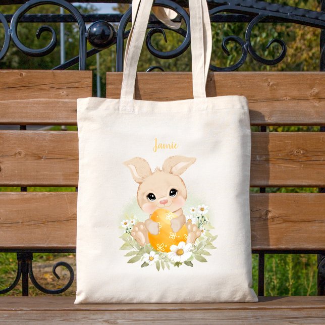 Cute Blue Easter Bunny Personalised Unisex Tote Bag (Creator Uploaded)
