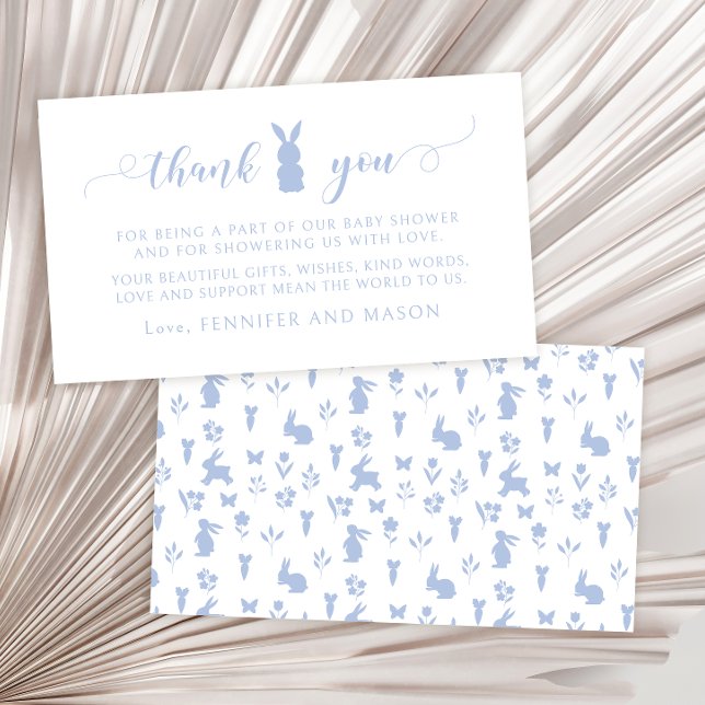 Cute blue Easter rabbit baby boy shower thank you Enclosure Card (Creator Uploaded)