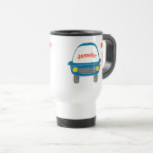 Cute Blue Electric Car Personalised Travel Mug (Front Right)