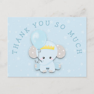 Cute Blue Elephant Address Message Thank You Postcard