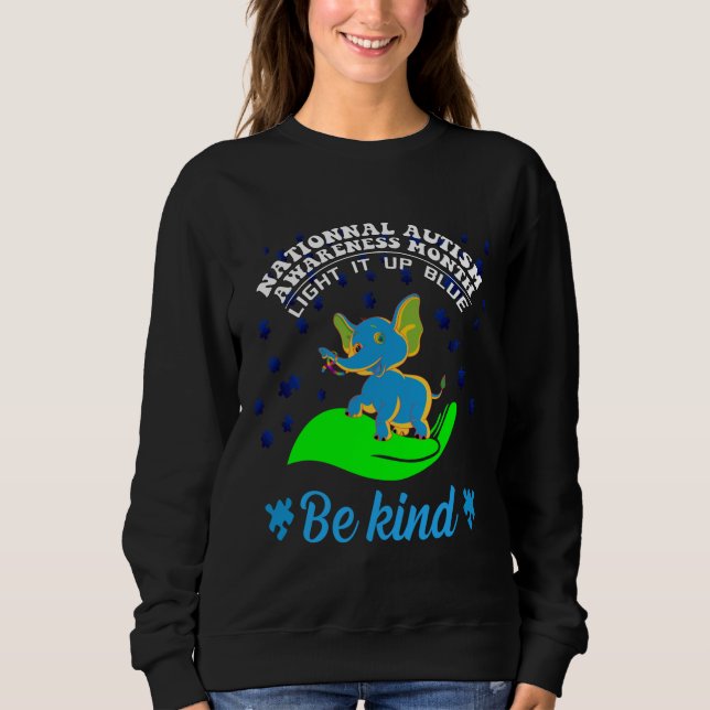 Cute Blue Elephant Autism Awareness Light It Up Bl Sweatshirt (Front)