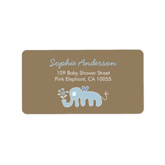 Cute Blue Elephant Baby Shower Address Labels
