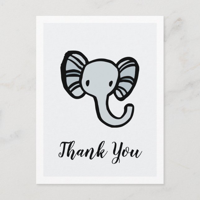 Cute blue elephant Baby shower Thank you Postcard (Front)