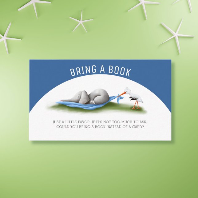 Cute Blue Elephant Bring a Book Enclosure Card (Creator Uploaded)