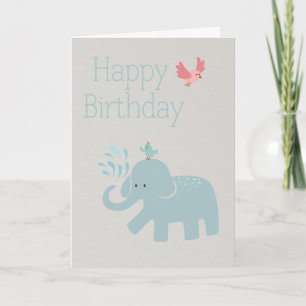 Cute blue elephant card