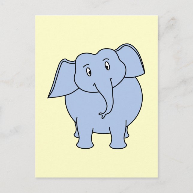 Cute Blue Elephant Cartoon. Postcard (Front)