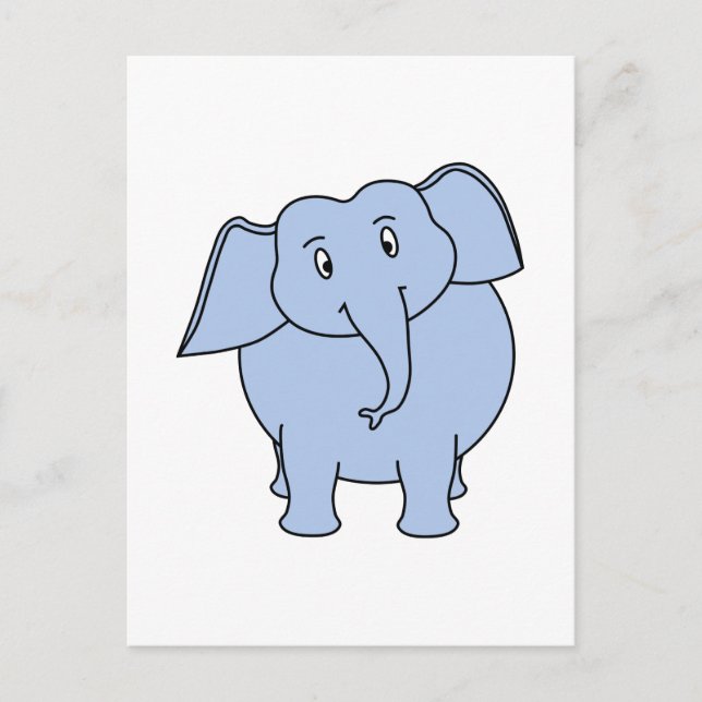 Cute Blue Elephant Cartoon. Postcard (Front)