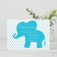 Cute Blue Elephant Polkadots Baby Shower 