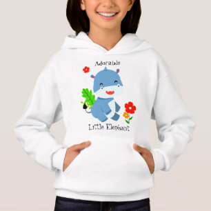 Cute Blue Elephant With Red Flowers