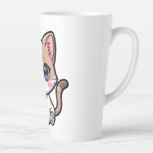 Cute Blue Eyed Cat Cartoon Character Latte Mug