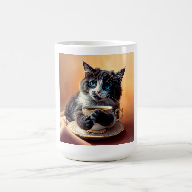 Cute Blue Eyed Kitten Coffee Mug (Center)