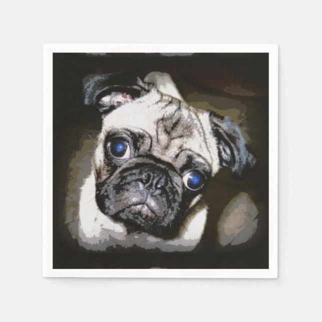 cute blue-eyed pug face napkin (Front)