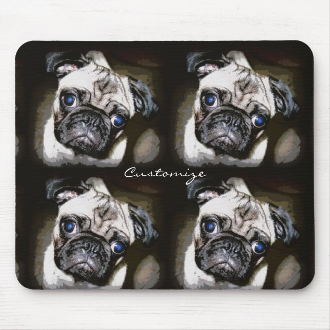cute blue-eyed pug face Thunder_Cove Mouse Pad (Front)