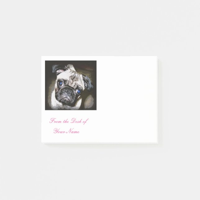 cute blue-eyed pug post-it notes (Front)