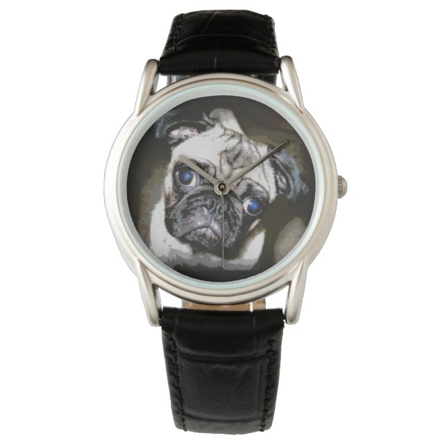 cute blue-eyed pug watch (Front)