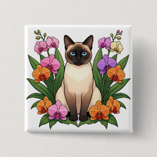 cute blue eyed siamese cat button