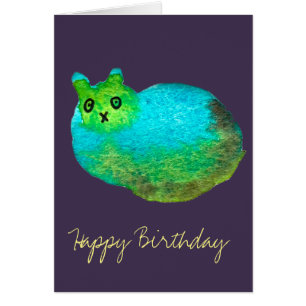 Cute blue fat cat art illustration