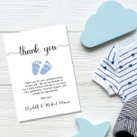 Cute Blue Feet Baby Boy Shower Thank You Card<br><div class="desc">Thank your baby boy shower guests with this budget-friendly cute thank you note card with "thank you" in a stylish script with swashes and a blue watercolor of baby feet. Underneath you can easily personalise your thank you message or leave blank for a handwritten note. Please note, this size (2.5...</div>