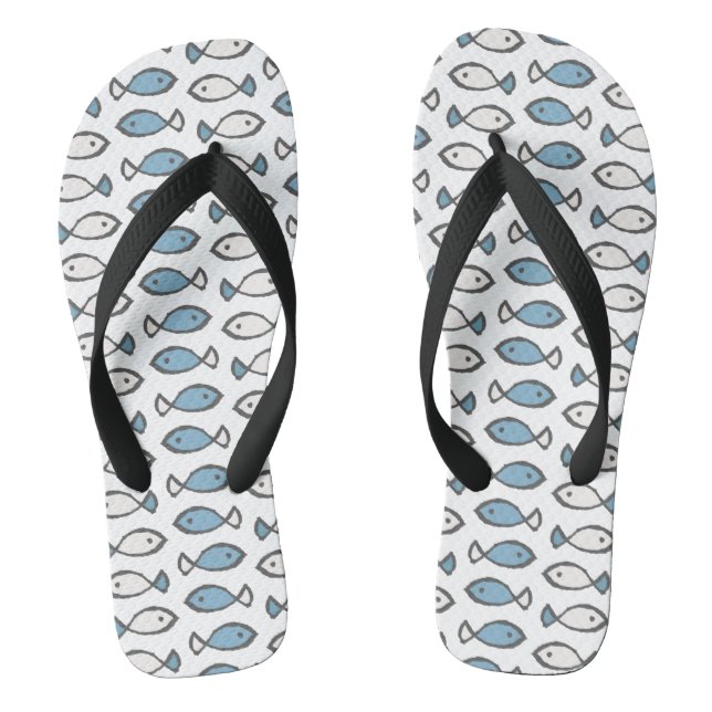 Cute Blue Fish Swim Thongs (Footbed)