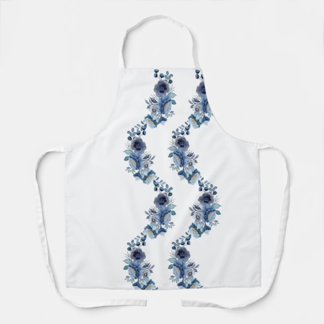 Cute Blue Floral Apron (Front)