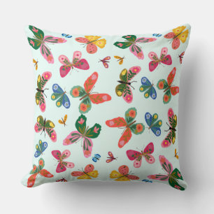Cute Blue Floral Butterfly Pattern Cushion