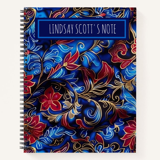 Cute Blue Floral Custom Name To Do List  Notebook (Front)