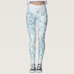 Cute Blue Floral Lace Simple Leggings<br><div class="desc">Sweet blue and white faux lace pattern making these leggings just adorable.  They are perfect for you!</div>